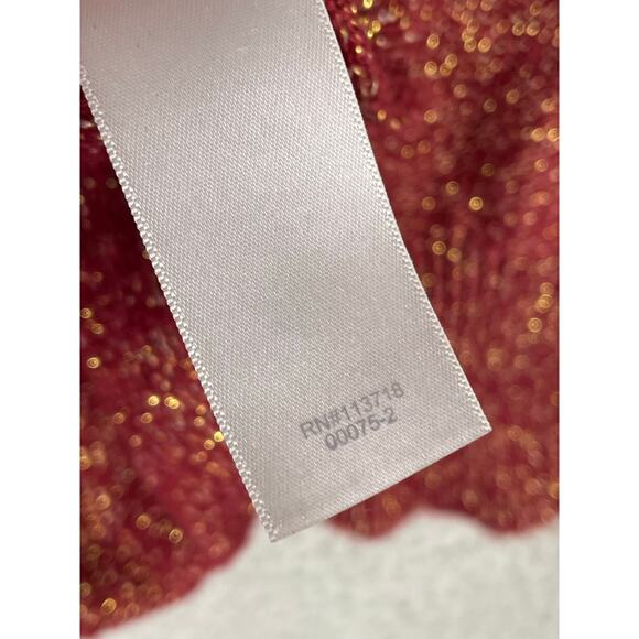 Bisou Bisou Red Metallic‎ Knit Sweater XS Gold Zip Detail Long Sleeve Pullover - Picture 9 of 9